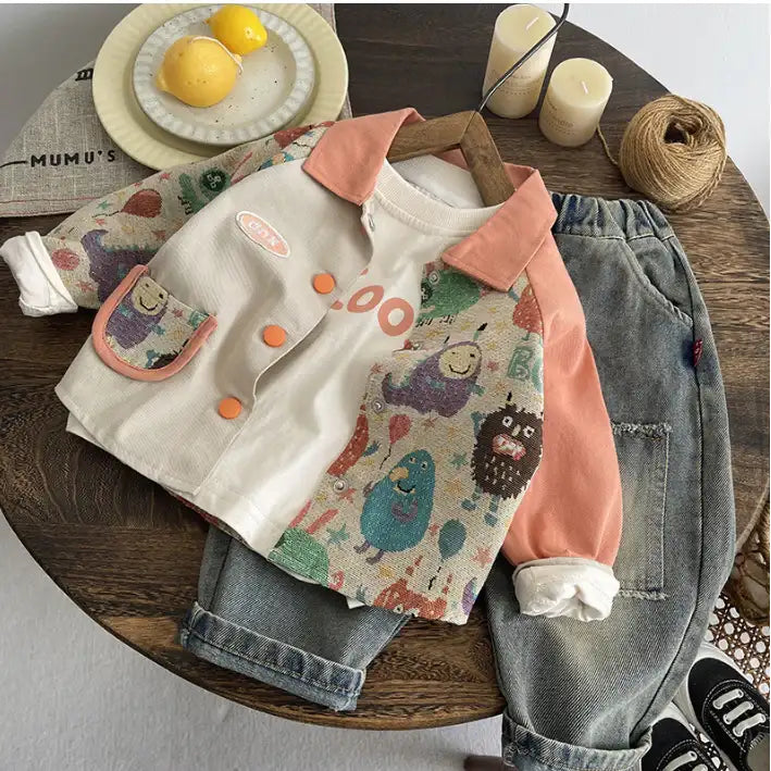 3-Piece Kids Jacket & Jeans Outfit β Teal or Coral (1-5 Years)